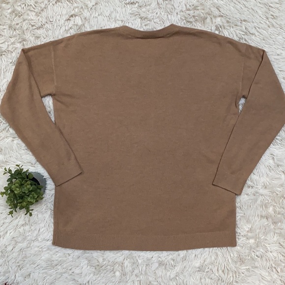 Loft L’Automme Crew Neck Sweater 💗 Camel & Pink - Picture 7 of 15